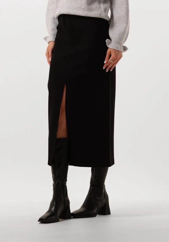 Minus Marcia Midi Skirt Rokken Dames - Zwart - Maat XS