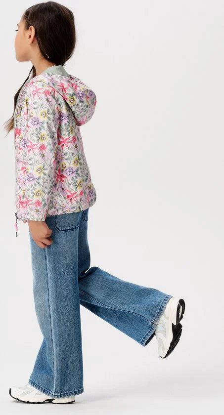 Noppies Girls Jacket Ellisville reversible all over print Meisjes Jas - Whitecap Gray - Maat 104