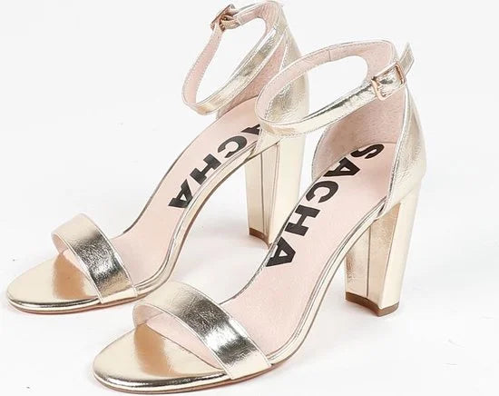 Sacha - Dames - Gouden sandalen met hak - Maat 41