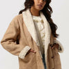 Scotch & Soda Faux Shearling Jacket With Shawl Collar Jassen - Camel