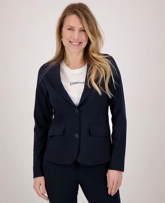 Blauwe Blazer van Je m'appelle - Dames - Travelstof - Maat M - 6 maten beschikbaar