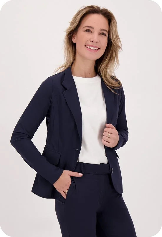Blauwe Blazer van Je m'appelle - Dames - Travelstof - Maat M - 6 maten beschikbaar