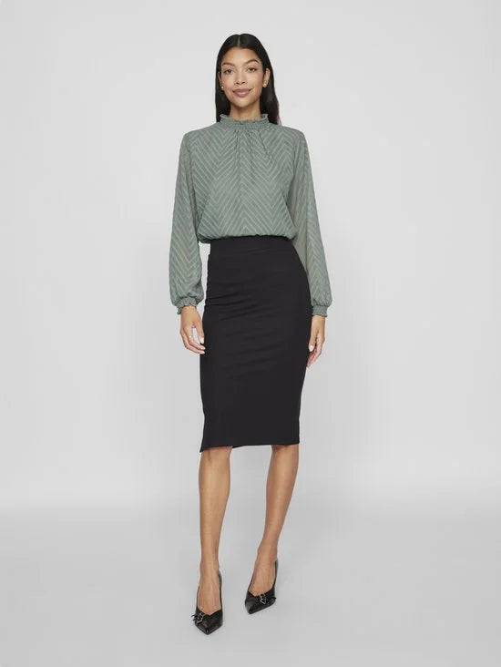 VILA - VIMICHELLE L/S HIGH NECK TOP/RP4/KA - Dames - Blouses