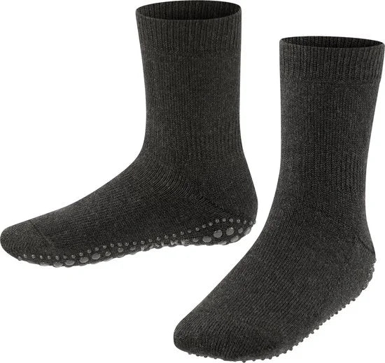 FALKE Catspads antislip noppen katoen merinowol huissokken kinderen grijs - Maat 39-42