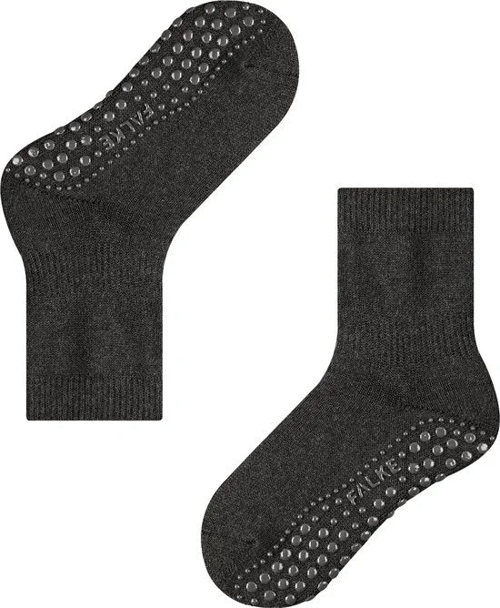 FALKE Catspads antislip noppen katoen merinowol huissokken kinderen grijs - Maat 39-42