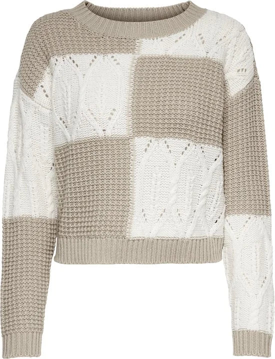 Jacqueline de Yong Trui Jdyjusty L/s Mix Structure Pullover 15276930 Cement/cement Dames Maat - M