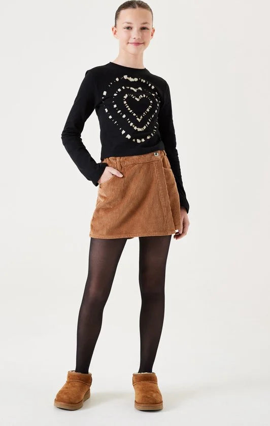 GARCIA Meisjes Chest print T-shirt Zwart Long mouw - Maat 140/146