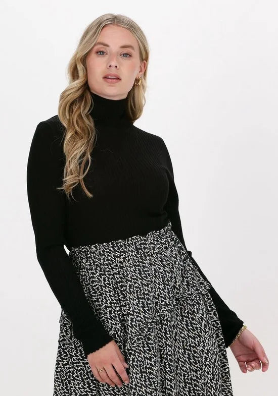 Selected Femme Slfcostina Ls Knit Rib Rollnec Truien & vesten - Zwart