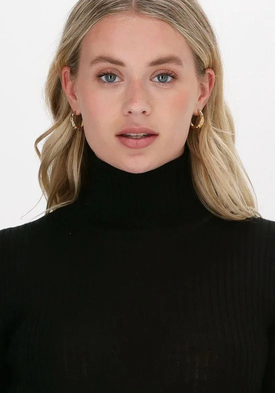 Selected Femme Slfcostina Ls Knit Rib Rollnec Truien & vesten - Zwart