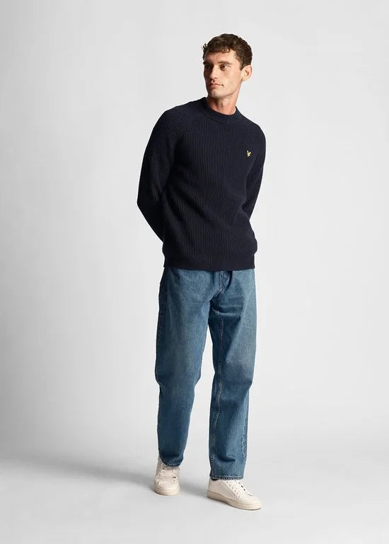 Lyle & Scott Shaker Stitch Mock Neck Jumper Truien & Vesten Heren - Sweater - Hoodie - Vest- Blauw - Maat M