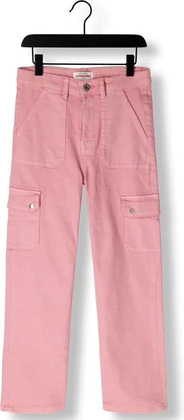 Vingino Cato Cargo Jeans Meisjes - Broek - Roze - Maat 158