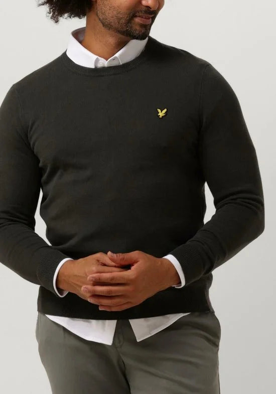 Lyle & Scott Cotton Crew Neck Jumper Polo's & T-shirts Heren - Polo shirt - Donkergrijs - Maat S
