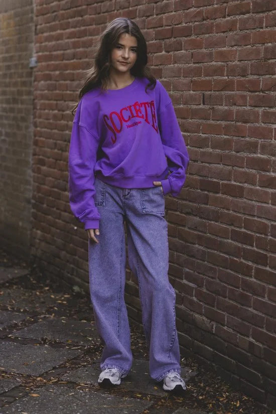 Looxs Revolution 2501-5318 Truien & Vesten Meisjes - Sweater - Hoodie - Vest- Paars - Maat 128