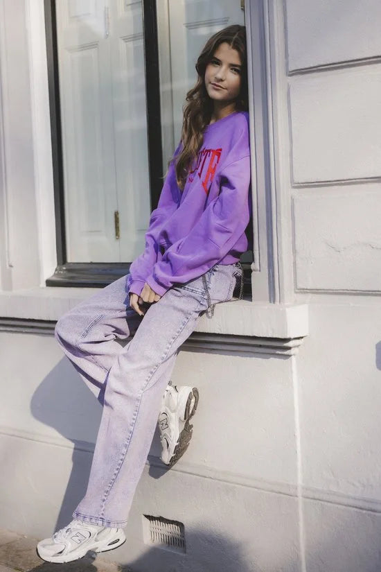 Looxs Revolution 2501-5318 Truien & Vesten Meisjes - Sweater - Hoodie - Vest- Paars - Maat 128