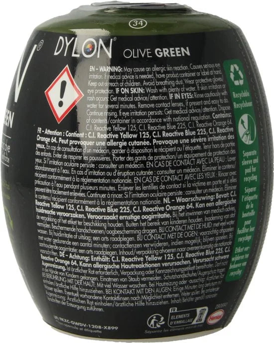 DYLON Wasmachine Textielverf Pods - Olive Green - 350g