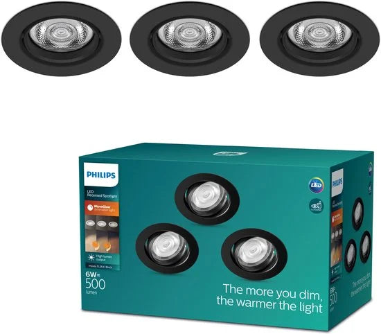 Impala inbouwspot - 3-lichts - zwart - rond