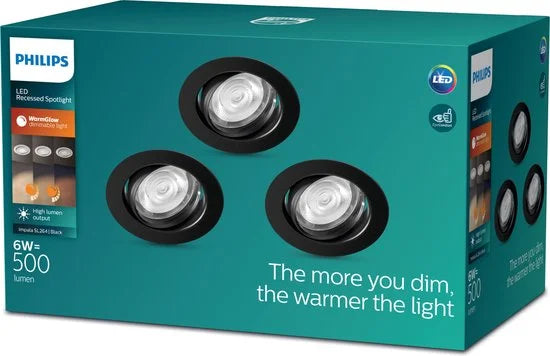 Impala inbouwspot - 3-lichts - zwart - rond