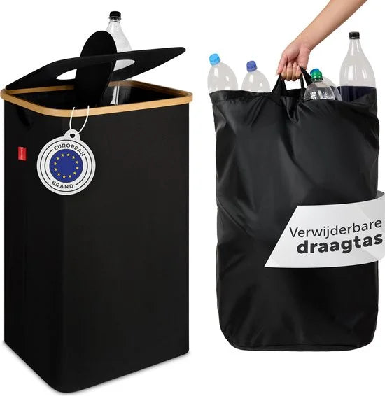 Afvalscheiding - Recycle afvalbak - 100L - Statiegeld container - Lege Flessen - Zwart