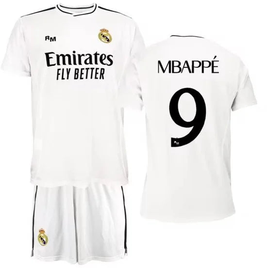 Real Madrid Thuis Tenue 2024/2025 - Kylian Mbappé - Maat 116 t/m 164 - Voetbaltenue Kinderen - Shirt en Broekje - Jongens en Meisjes - 100% Polyester
