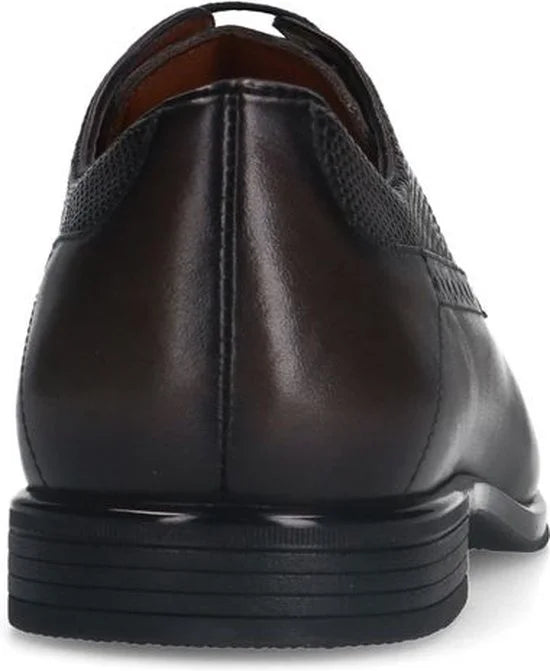 Manfield - Heren - Zwarte leren veterschoenen - Maat 40