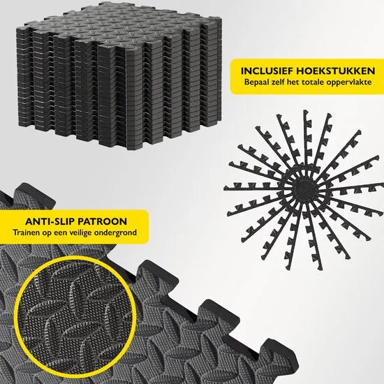 Puzzelmat - 60x60x1.2 cm - 12 stuks - 4.32m² - Puzzel Mat - Puzzelmatten - Speelmat Foam - Baby speelmat - Foam Tegels - Rubber Tegels - zwemb