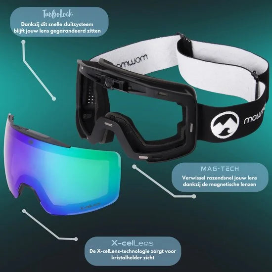 MowMow L/XL - LOCAL Heren Skibril + BONUS lens - Magnetisch - UV400