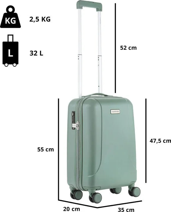 CarryOn Skyhopper Handbagage Koffer 55cm – 32 Ltr Trolley met TSA-slot - Olijf