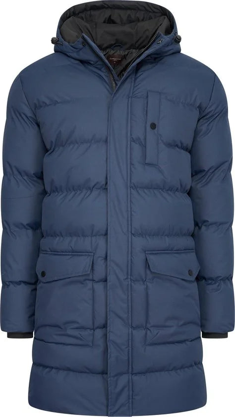 Cappuccino Italia - Heren Jas winter Hooded Winter Jacket Navy - Blauw - Maat XXL