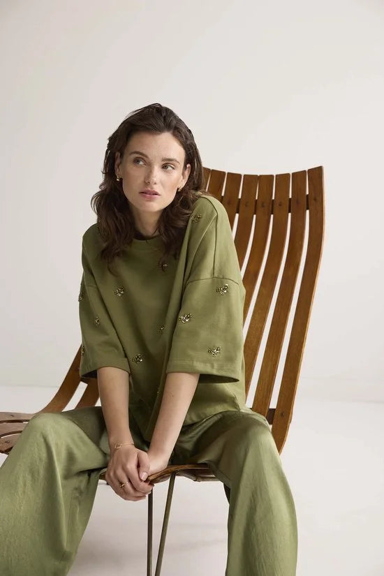 Summum - 3s5107-30656 - Short sleeve embellished sweatshirt