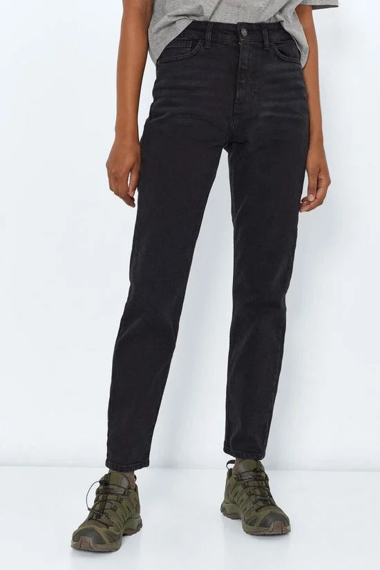 Noisy may Jeans Nmmoni Hw Straight Ank Black Jeans 27021112 Black Denim Dames Maat - W28 X L32