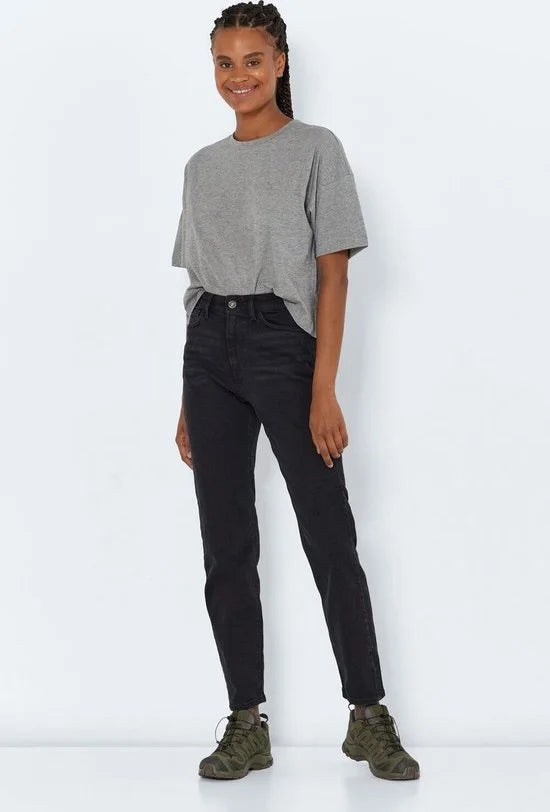 Noisy may Jeans Nmmoni Hw Straight Ank Black Jeans 27021112 Black Denim Dames Maat - W28 X L32