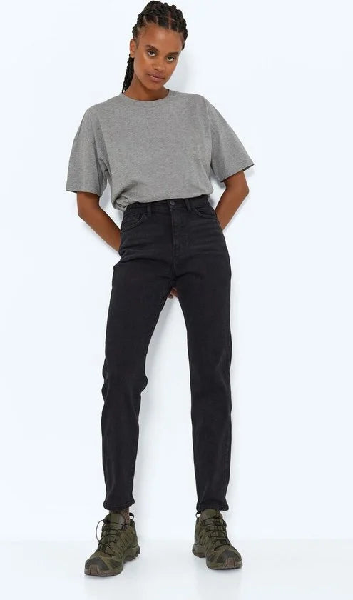 Noisy may Jeans Nmmoni Hw Straight Ank Black Jeans 27021112 Black Denim Dames Maat - W28 X L32