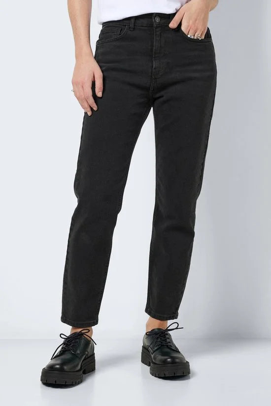 Noisy may Jeans Nmmoni Hw Straight Ank Black Jeans 27021112 Black Denim Dames Maat - W28 X L32