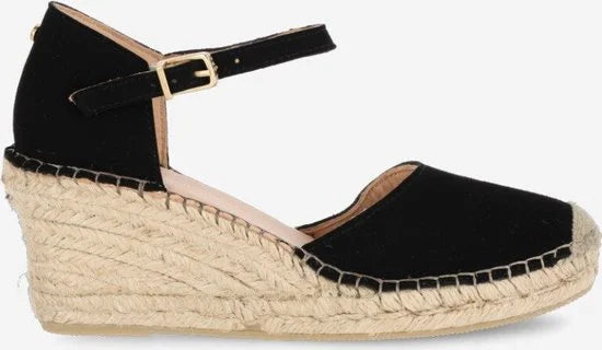 Fred De La Bretoniere Espadrille Sleehak Zwart - Maat 38