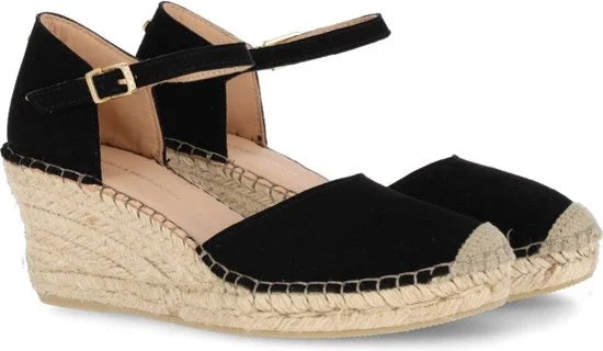 Fred De La Bretoniere Espadrille Sleehak Zwart - Maat 38