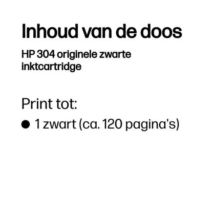 HP 304 - Inktcartridge - Origineel - Zwart