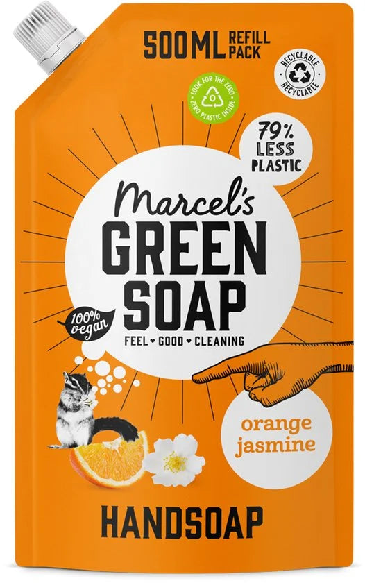 Marcel's green soap navulling sinaasappel jasmijn 500 ml