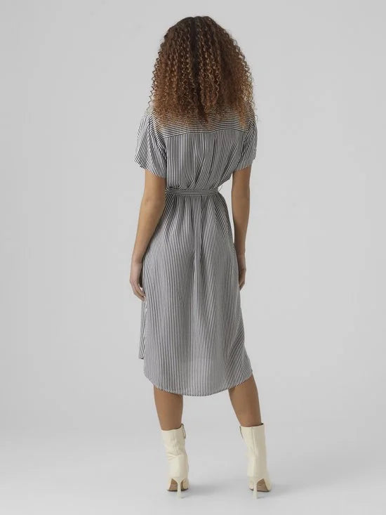 VERO MODA - VMBUMPY SS CALF SHIRT DRESS WVN GA NOOS - Dames - Maxi jurken
