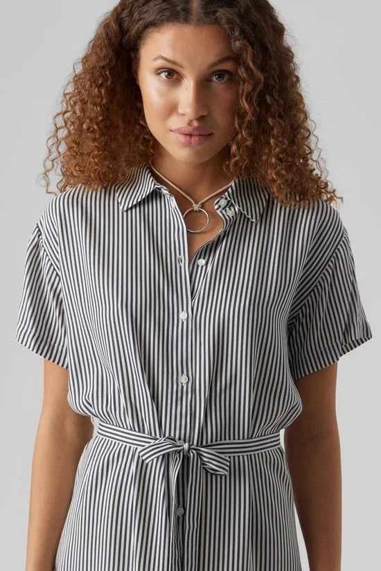 VERO MODA - VMBUMPY SS CALF SHIRT DRESS WVN GA NOOS - Dames - Maxi jurken