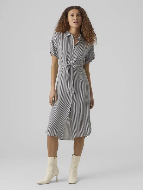 VERO MODA - VMBUMPY SS CALF SHIRT DRESS WVN GA NOOS - Dames - Maxi jurken