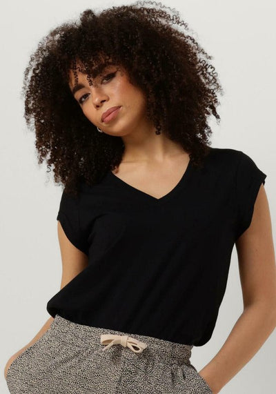 CC Heart Basic V-neck Tshirt Tops & T-shirts Dames - Shirt - Zwart - Maat M