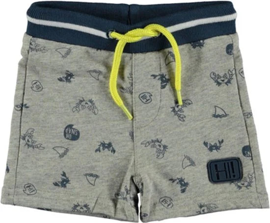 Bampidano - Short grijs gemêleerd met all over strand print - Maat 56