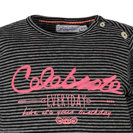 Trui So Fresh Celebrate black stripe dirkje -  Maat  68