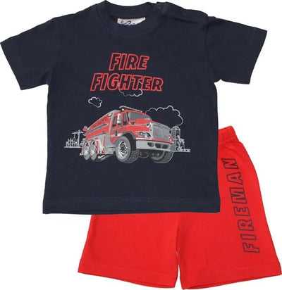 Fun2Wear - Brandweerman Shortama Baby | Dress Blues - Katoen - Maat 80