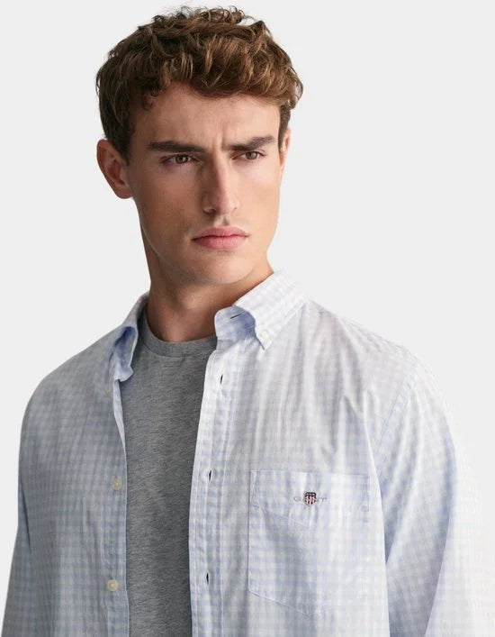 Gant Casual hemd lange mouw Blauw Poplin Gingham Shirt 3000120/455