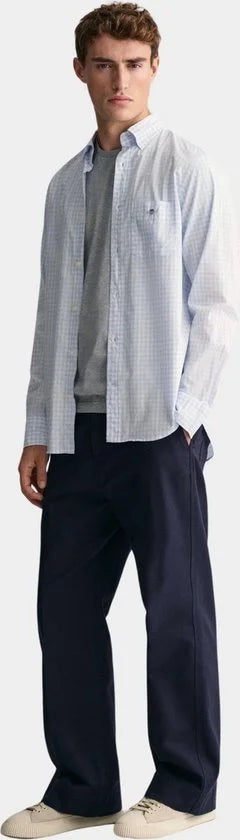 Gant Casual hemd lange mouw Blauw Poplin Gingham Shirt 3000120/455
