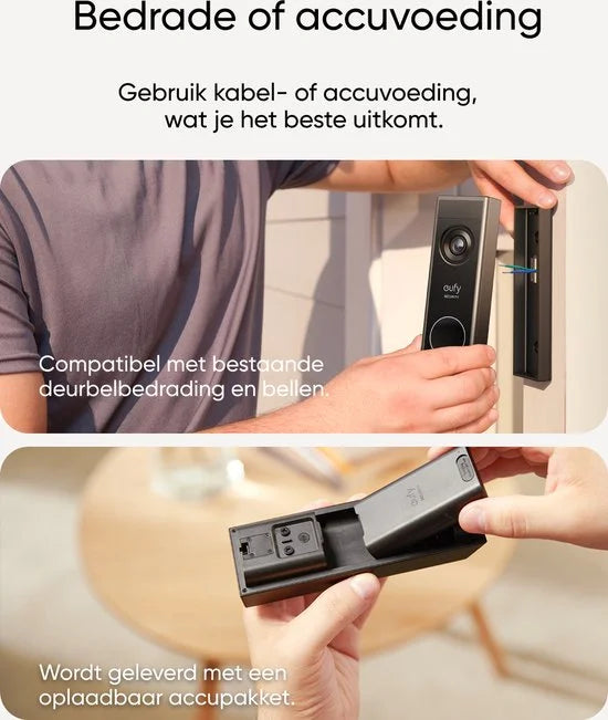 eufy Security E340 Video Deurbel – Video Doorbell - Dual-Cam technologie, 2K Full HD-resolutie, kleur nachtzicht, AI-pakketdetectie, geen maandelijks