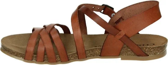 Cosmos 6106807 - Platte sandalenDames Sandalen - Kleur: Cognac - Maat: 38
