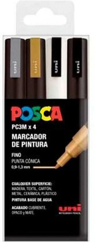 Markeerset POSCA PC-3M GSWB 4 Onderdelen