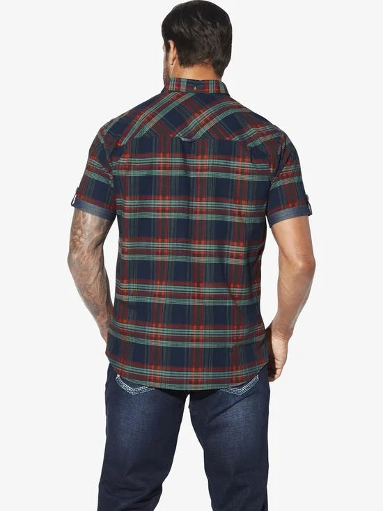 Jan Vanderstorm herren Overhemd Met Korte Mouwen - 41/42 - donkerblauw